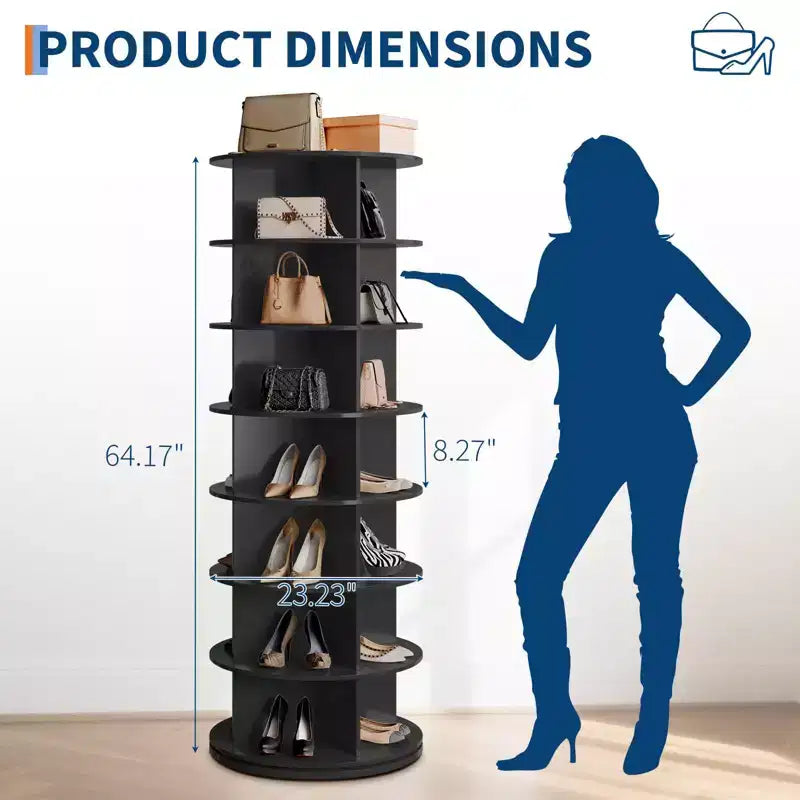 Étagère à chaussures tournante à 7 niveaux et 360°, organisateur rotatif autoportant, peut contenir 42 paires