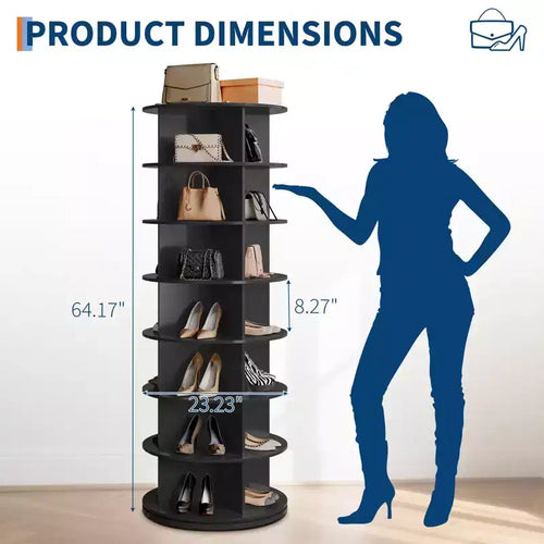Étagère à chaussures tournante à 7 niveaux et 360°, organisateur rotatif autoportant, peut contenir 42 paires
