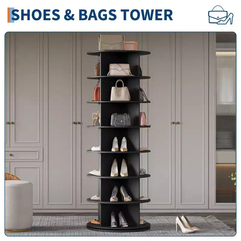 Étagère à chaussures tournante à 7 niveaux et 360°, organisateur rotatif autoportant, peut contenir 42 paires