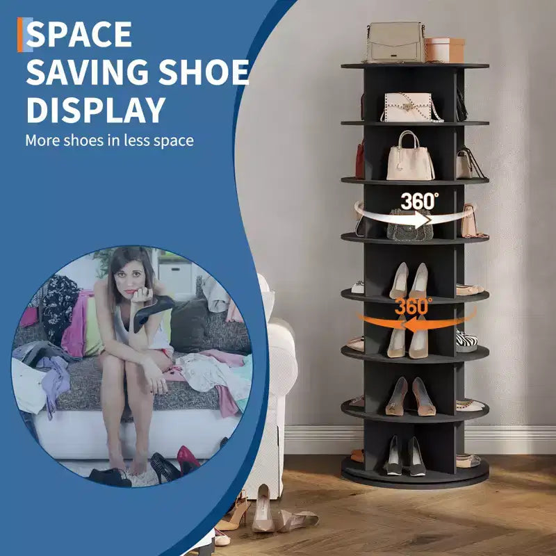 Étagère à chaussures tournante à 7 niveaux et 360°, organisateur rotatif autoportant, peut contenir 42 paires
