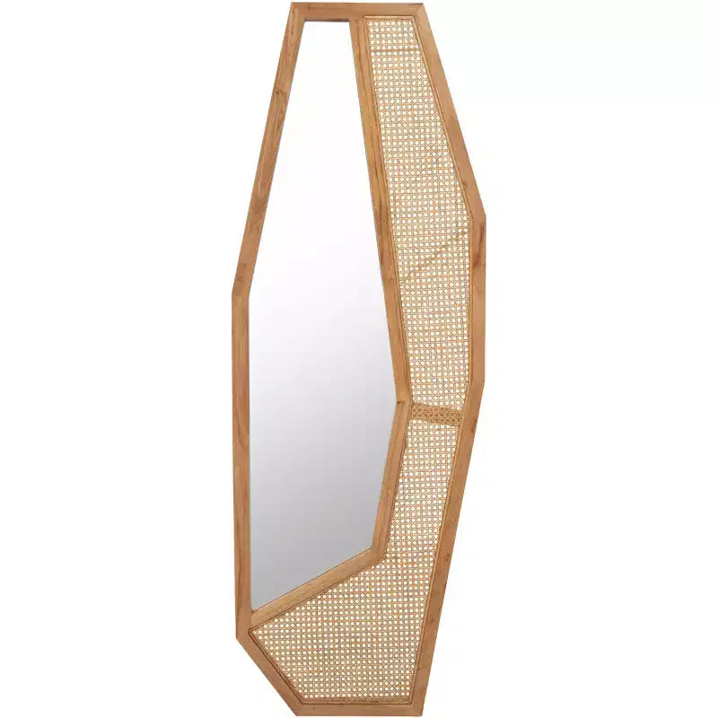 Miroir mural pleine longueur en bois noir et naturel