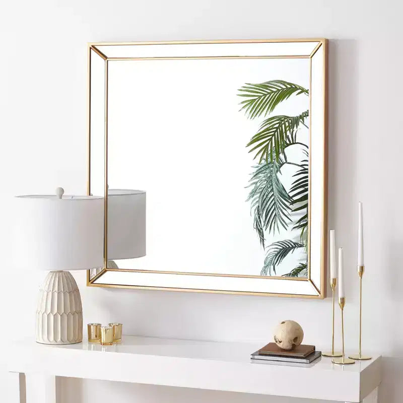 Miroir mural rond en laiton vieilli