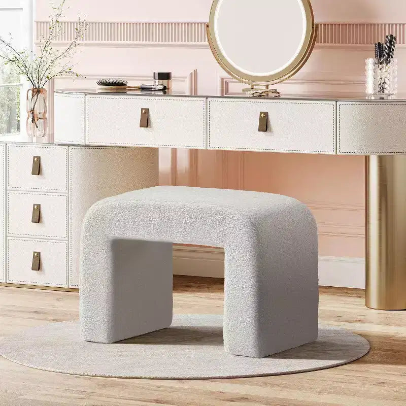 Tabouret de coiffeuse capitonné moderne, repose-pieds de canapé arqué, entièrement assemblé