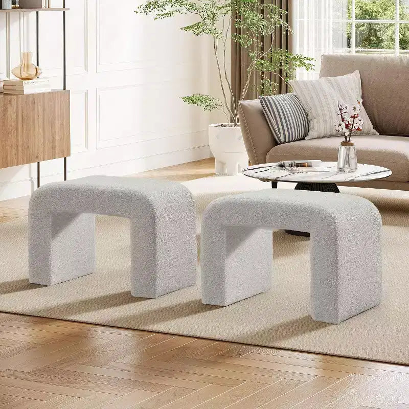 Tabouret de coiffeuse capitonné moderne, repose-pieds de canapé arqué, entièrement assemblé