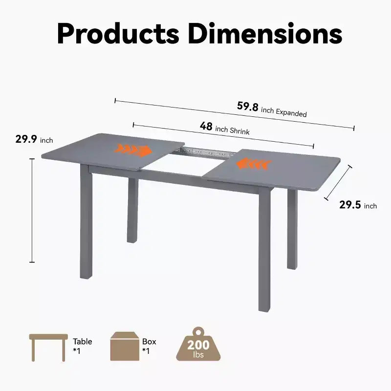 Table à manger extensible 4 à 8 places | Table abattante moderne pour cuisine et bureau à domicile pour petits espaces
