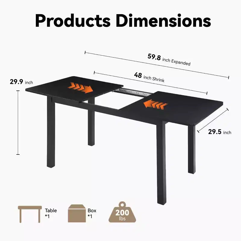 Table à manger extensible 4 à 8 places | Table abattante moderne pour cuisine et bureau à domicile pour petits espaces