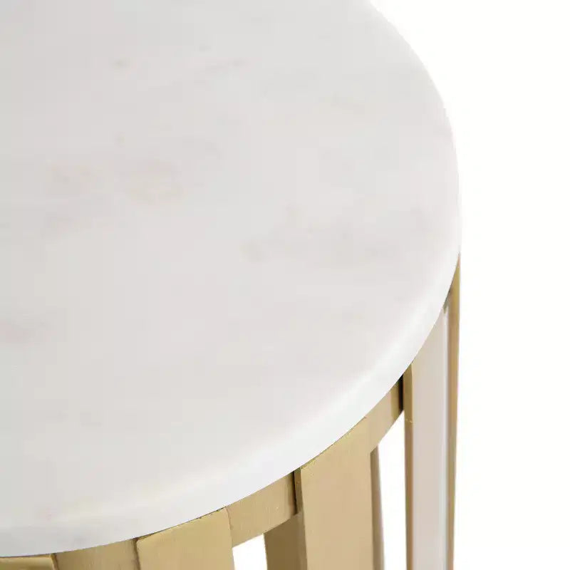Table d'appoint ronde en bois et marbre, 61 cm de haut