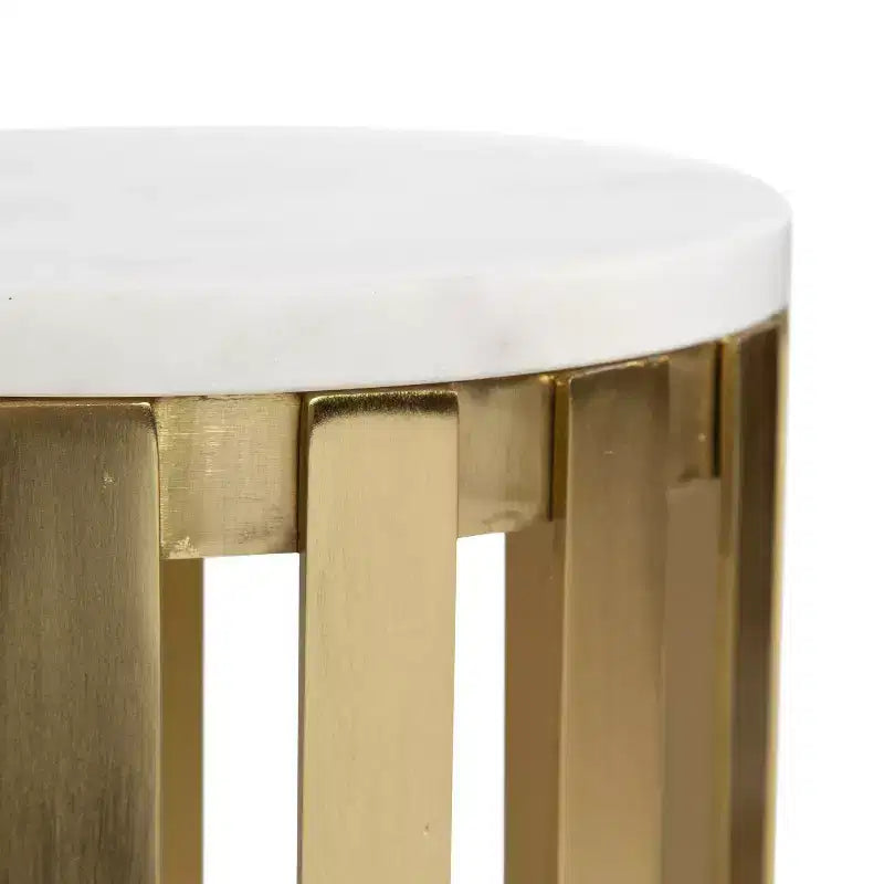 Table d'appoint ronde en bois et marbre, 61 cm de haut