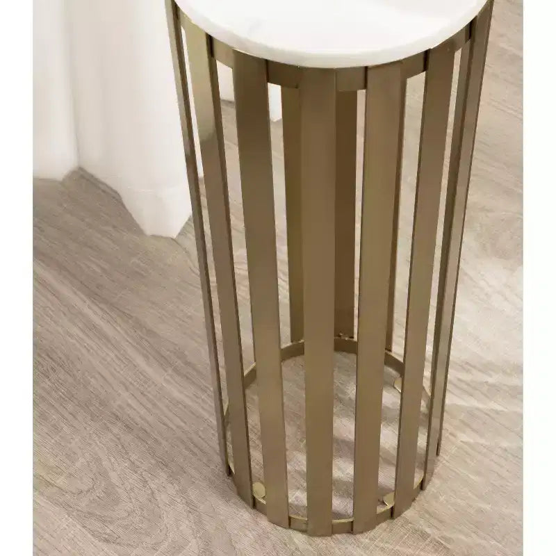 Table d'appoint ronde en bois et marbre, 61 cm de haut
