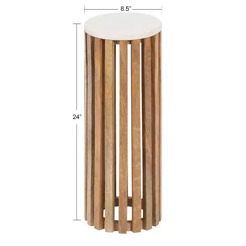 Table d'appoint ronde en bois et marbre, 61 cm de haut