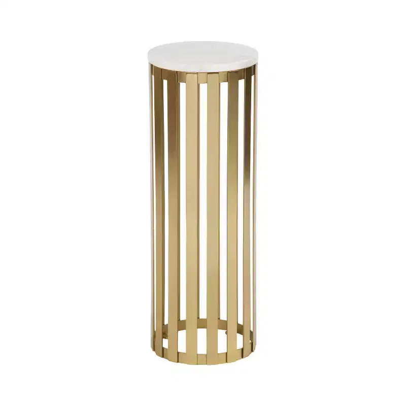Table d'appoint ronde en bois et marbre, 61 cm de haut