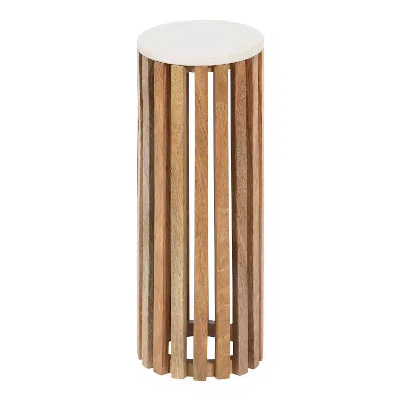 Table d'appoint ronde en bois et marbre, 61 cm de haut