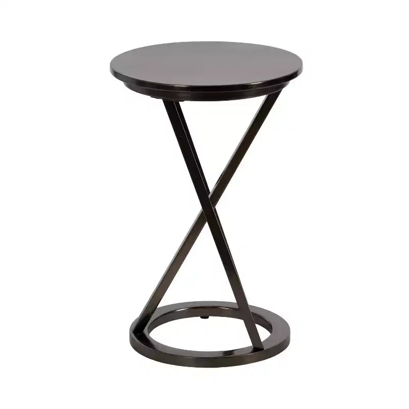 Table d'appoint ronde en métal, finition laiton antique, 58,4 cm de hauteur