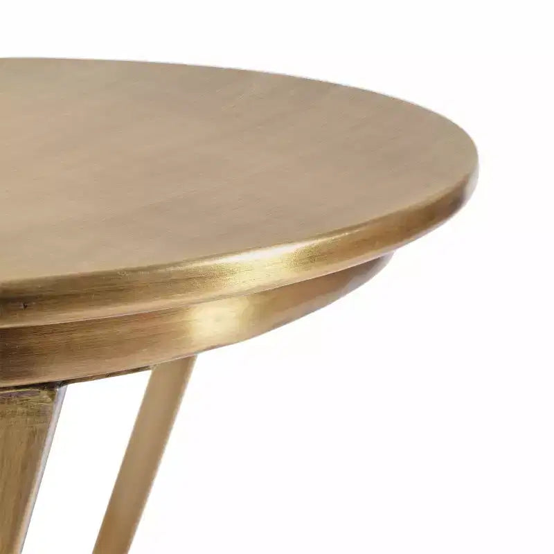 Table d'appoint ronde en métal, finition laiton antique, 58,4 cm de hauteur