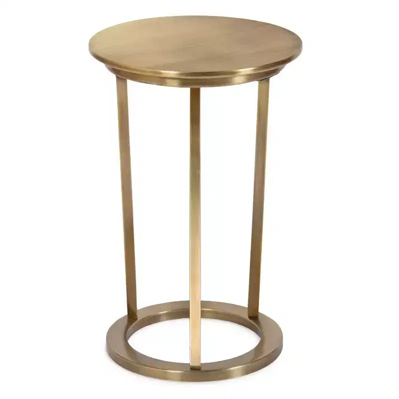 Table d'appoint ronde en métal, finition laiton antique, 58,4 cm de hauteur