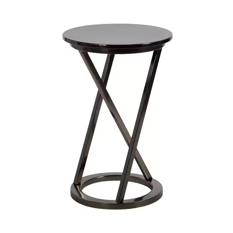 Table d'appoint ronde en métal, finition laiton antique, 58,4 cm de hauteur